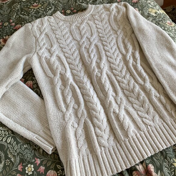 Old Navy Cream Cable Knit Sweater Men's Sz M - Picture 4 of 13